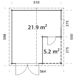 Roger 21,9 m2 med Slagport