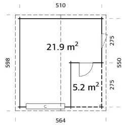Roger 21,9 m2 med Takskjutport