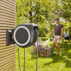 Slangbox XL 35 m Vit Med Vattenspridare & Sprinklerpistol