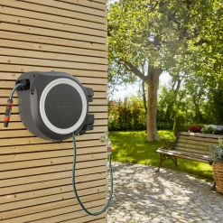 Slangbox XL 35 m Vit Med Vattenspridare & Sprinklerpistol