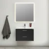 Slim Svart Ek 80 med Lådor och Spegel Luna LED