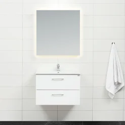 Slim Vit 80 med Lådor och Spegel Luna LED