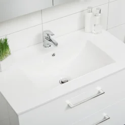 Slim Vit 80 med Lådor och Spegel Luna LED