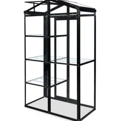 Svart Rektangulär Odlingsvitrin mot Vägg med Säkerhetsglas, 111x61x170 cm
