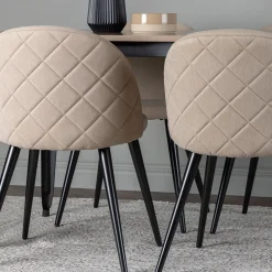 Tempe Matbord 140 cm & 4 Velvet Stolar i Sammet