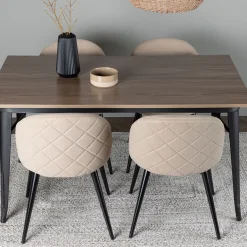 Tempe Matbord 140 cm & 4 Velvet Stolar i Sammet