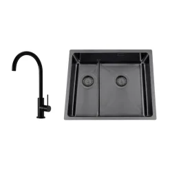 Titan 53 KHX Nickel med Köksblandare Steel Equip Shadow
