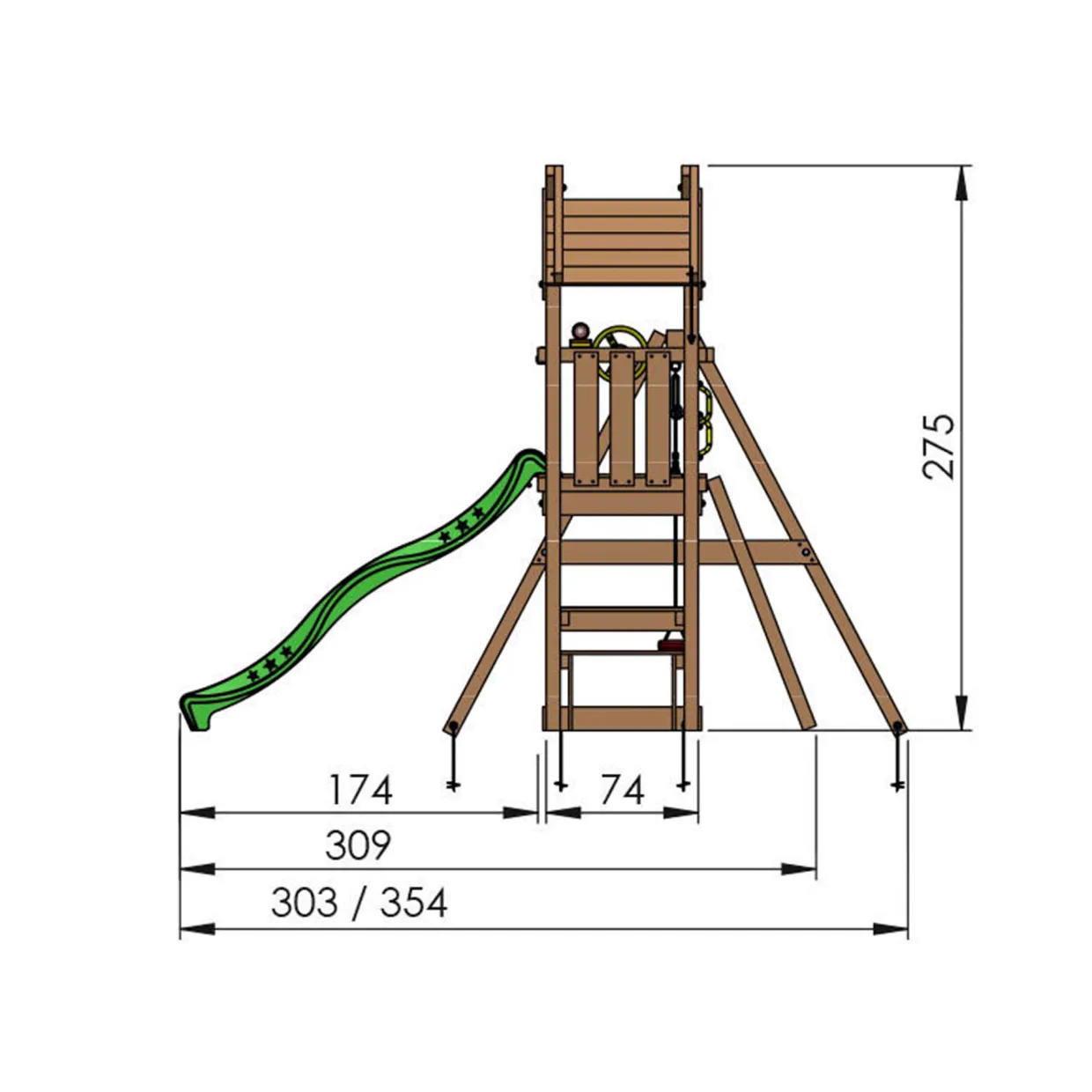 Totem Inkl Gungmodul & Röd Rutschkana