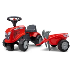 Traktor m. trailer, kratta och skyffel Baby Massey Ferguson
