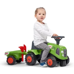 Traktor med trailer, kratta och skyffel Baby Claas