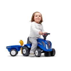 Traktor med trailer, kratta och skyffel Baby New Holland