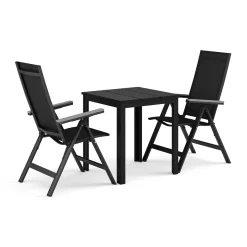 Tunis utomhus caféset 70x70 cm med 2 Monaco Light positionsstolar