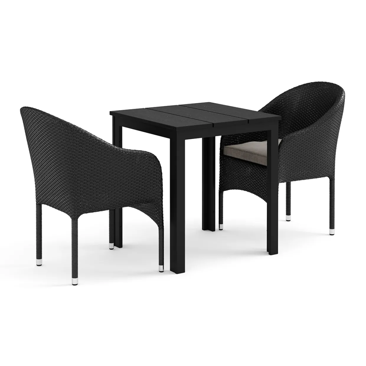 Tunis utomhus caféset 70x70 cm med 2 Thor fåtöljer