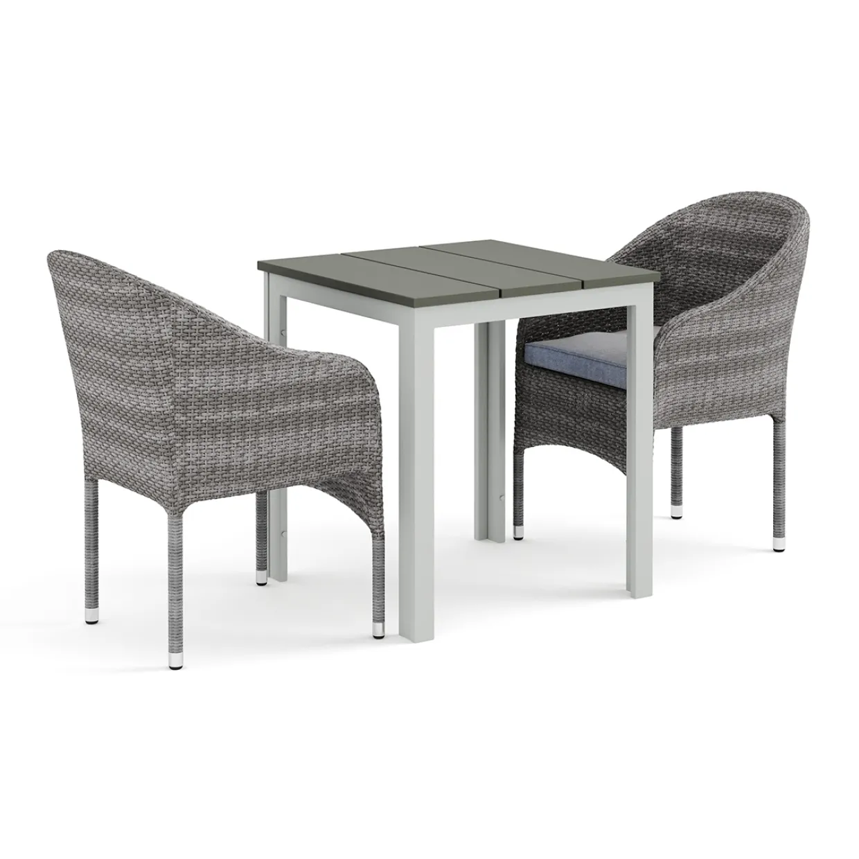 Tunis utomhus caféset 70x70 cm med 2 Thor fåtöljer