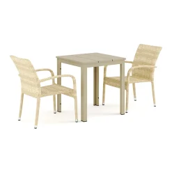 Tunis utomhus caféset 70x70 cm med 2 Thor Light Trädgårdsfåtölj