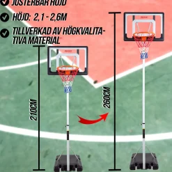 Ungdom Justerbar Basketkorg med Hjul 2,1-2,6m