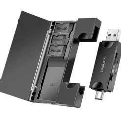 USB-C + USB-A MicroSD - och SD-kort inkl. Förvaring