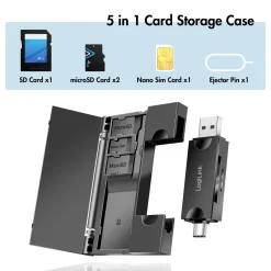 USB-C + USB-A MicroSD - och SD-kort inkl. Förvaring