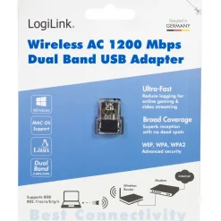 USB 2.0 Wifi-Adapter AC 1200Mbit/s Svart