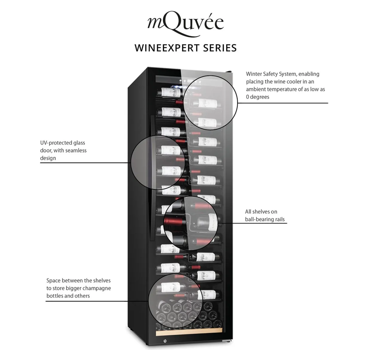 WineExpert 126 Fullglass SW-126B Svart med 2 Zoner och Plats för 126 Flaskor