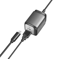 1xUSB-A + 1xUSB-C Med Fast Kabel 1,5m GaN 30W