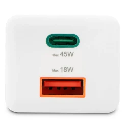 1x USB-C 1x USB-A GaN 45W Vit